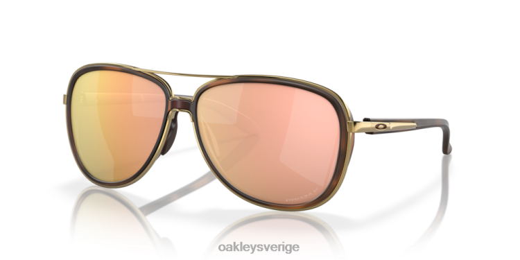Oakley deltid T8RX0438 prizm roséguld polariserade linser, brun sköldpaddsbåge